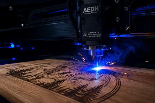 Gravure laser en action sur bois
