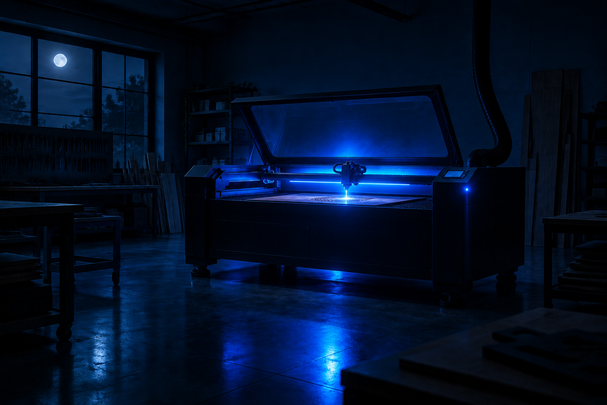 Laser machine nuit bleue